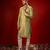 Green embroidered raw silk kurta