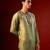 Green embroidered raw silk kurta