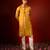 Mustard yellow printed raw silk kurta