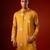 Mustard yellow printed raw silk kurta