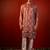 Mauve pink printed raw silk kurta