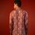 Mauve pink printed raw silk kurta