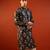Blue printed raw silk kurta