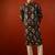 Blue printed raw silk kurta