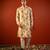 Cream beige printed raw silk kurta