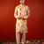 Cream beige printed raw silk kurta