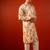 Cream beige printed raw silk kurta