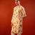 Cream beige printed raw silk kurta