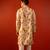 Cream beige printed raw silk kurta