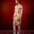 Cream beige printed raw silk kurta