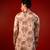 Cream beige printed raw silk kurta
