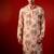 Cream beige printed raw silk kurta