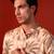 Cream beige printed raw silk kurta