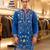 Blue embroidered raw silk kurta