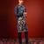Navy blue embroidered raw silk kurta