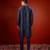 Navy blue embroidered raw silk kurta