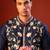 Navy blue embroidered raw silk kurta