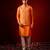 Orange embroidered raw silk kurta and nehru jacket