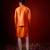 Orange embroidered raw silk kurta and nehru jacket