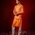 Orange embroidered raw silk kurta and nehru jacket
