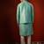 Blue embroidered raw silk kurta and nehru jacket