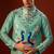 Blue embroidered raw silk kurta and nehru jacket