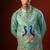 Blue embroidered raw silk kurta and nehru jacket