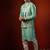 Blue embroidered raw silk kurta and nehru jacket