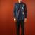 Navy blue embroidered cotton flex shirt