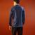Navy blue embroidered cotton flex shirt