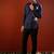 Navy blue embroidered cotton flex shirt