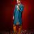 Blue embroidered raw silk kurta