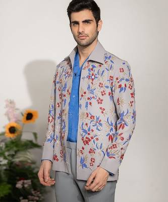 Red embroidered armani shacket 1