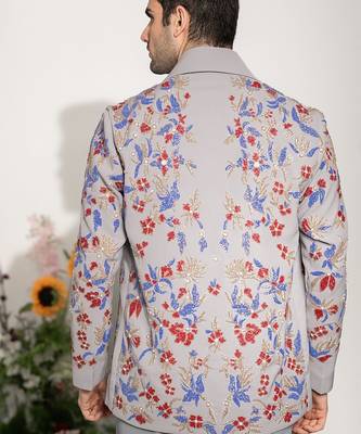 Red embroidered armani shacket 2