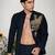 Navy blue embroidered armani shacket