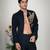 Navy blue embroidered armani shacket