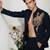 Navy blue embroidered armani shacket