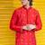 Red embroidered raw silk kurta