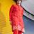Red embroidered raw silk kurta