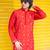 Red embroidered raw silk kurta