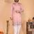 Peach linen cotton embroidery party wear kurta and payjama