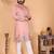 Peach linen cotton embroidery party wear kurta and payjama