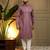 Peach kahdi cotton embroidery print party wear kurta and payjama