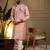 Pink viscos embroidery print party wear kurta and payjama