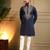 Navy blue lachko embroidery print party wear kurta and payjama
