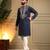 Navy blue lachko embroidery print party wear kurta and payjama