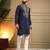 Navy blue lachko embroidery print party wear kurta and payjama