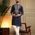 Navy blue lachko embroidery print party wear kurta and payjama
