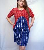 Red Dabu Handblock Printed Cotton Knee-Length kurti