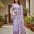 Purple colour leaf digital printed linen cotton saree  with jhalar